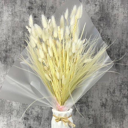 Pure Soft Krem Renkli Karışık Kuru Çiçek Aranjmanı